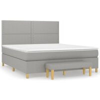 vidaXL Boxspringbett mit Matratze Hellgrau 180x200 cm Stoff