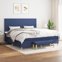 vidaXL Boxspringbett mit Matratze Blau 200x200 cm Stoff