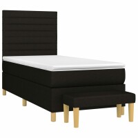 vidaXL Boxspringbett mit Matratze Schwarz 100x200 cm Stoff