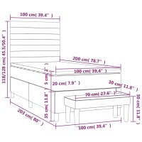 vidaXL Boxspringbett mit Matratze Schwarz 100x200 cm Stoff