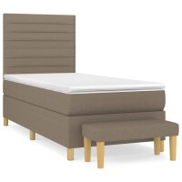 vidaXL Boxspringbett mit Matratze Taupe 80x200 cm Stoff