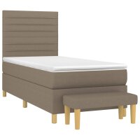 vidaXL Boxspringbett mit Matratze Taupe 80x200 cm Stoff