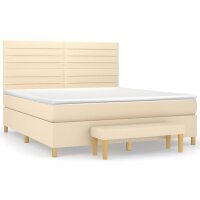 vidaXL Boxspringbett mit Matratze Creme 160x200 cm Stoff