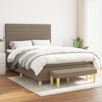 vidaXL Boxspringbett mit Matratze Taupe 140x200 cm Stoff