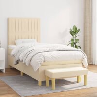 vidaXL Boxspringbett mit Matratze Creme 80x200 cm Stoff