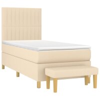 vidaXL Boxspringbett mit Matratze Creme 80x200 cm Stoff