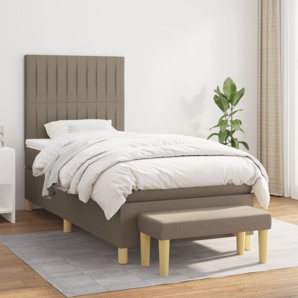 WOWONA Boxspringbett mit Matratze Taupe 80x200 cm Stoff