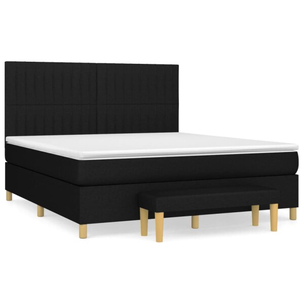 vidaXL Boxspringbett mit Matratze Schwarz 180x200 cm Stoff