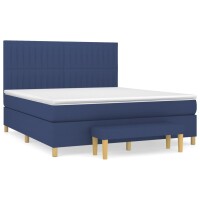 vidaXL Boxspringbett mit Matratze Blau 160x200 cm Stoff