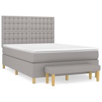 vidaXL Boxspringbett mit Matratze Hellgrau 140x200 cm Stoff