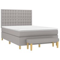 vidaXL Boxspringbett mit Matratze Hellgrau 140x200 cm Stoff