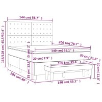 vidaXL Boxspringbett mit Matratze Hellgrau 140x200 cm Stoff