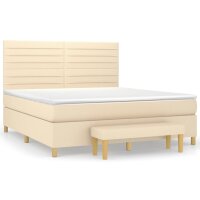 vidaXL Boxspringbett mit Matratze Creme 180x200 cm Stoff