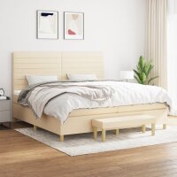 vidaXL Boxspringbett mit Matratze Creme 200x200 cm Stoff