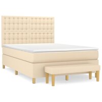 vidaXL Boxspringbett mit Matratze Creme 140x200 cm Stoff