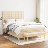 vidaXL Boxspringbett mit Matratze Creme 140x200 cm Stoff