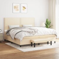 vidaXL Boxspringbett mit Matratze Creme 200x200 cm Stoff