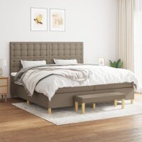 vidaXL Boxspringbett mit Matratze Taupe 200x200 cm Stoff