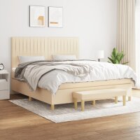 vidaXL Boxspringbett mit Matratze Creme 160x200 cm Stoff