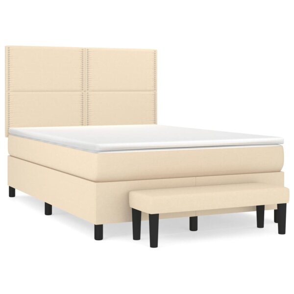 vidaXL Boxspringbett mit Matratze Creme 140x200 cm Stoff