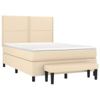 vidaXL Boxspringbett mit Matratze Creme 140x200 cm Stoff