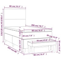 WOWONA Boxspringbett mit Matratze Blau 80x200 cm Stoff