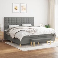 vidaXL Boxspringbett mit Matratze Dunkelgrau 200x200 cm Stoff