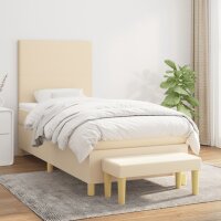 WOWONA Boxspringbett mit Matratze Creme 80x200 cm Stoff