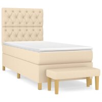 WOWONA Boxspringbett mit Matratze Creme 80x200 cm Stoff