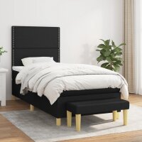 vidaXL Boxspringbett mit Matratze Schwarz 90x200 cm Stoff