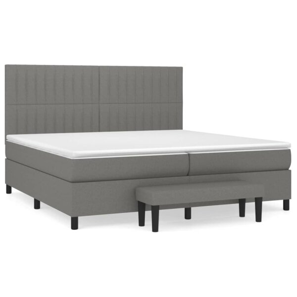 vidaXL Boxspringbett mit Matratze Dunkelgrau 200x200 cm Stoff