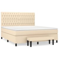 vidaXL Boxspringbett mit Matratze Creme 180x200 cm Stoff