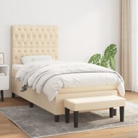 vidaXL Boxspringbett mit Matratze Creme 90x190 cm Stoff