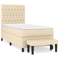 vidaXL Boxspringbett mit Matratze Creme 90x190 cm Stoff