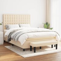 vidaXL Boxspringbett mit Matratze Creme 140x200 cm Stoff