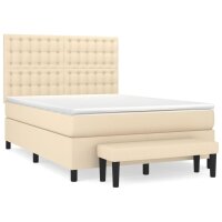 vidaXL Boxspringbett mit Matratze Creme 140x200 cm Stoff