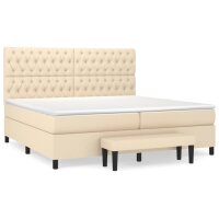 vidaXL Boxspringbett mit Matratze Creme 200x200 cm Stoff