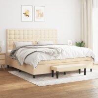 vidaXL Boxspringbett mit Matratze Creme 200x200 cm Stoff