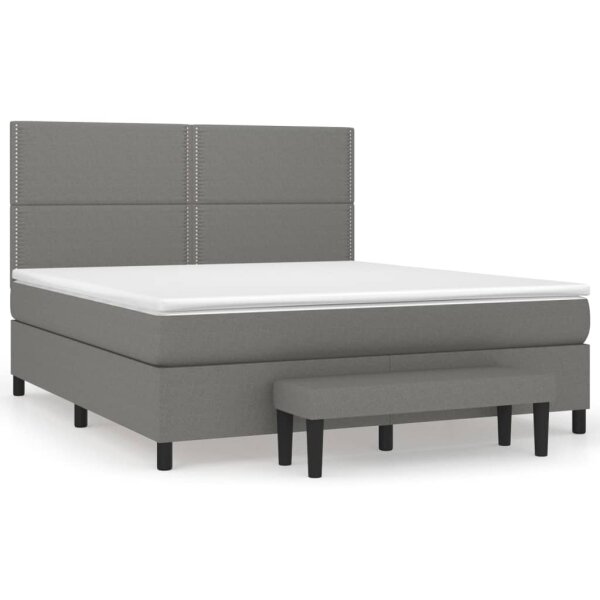 vidaXL Boxspringbett mit Matratze Dunkelgrau 180x200 cm Stoff