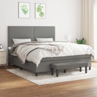 vidaXL Boxspringbett mit Matratze Dunkelgrau 180x200 cm Stoff