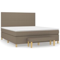 vidaXL Boxspringbett mit Matratze Taupe 180x200 cm Stoff