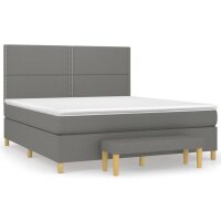 vidaXL Boxspringbett mit Matratze Dunkelgrau 160x200 cm Stoff