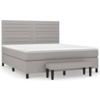 vidaXL Boxspringbett mit Matratze Hellgrau 180x200 cm Stoff