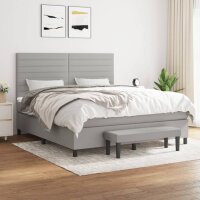 vidaXL Boxspringbett mit Matratze Hellgrau 180x200 cm Stoff