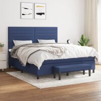 vidaXL Boxspringbett mit Matratze Blau 160x200 cm Stoff