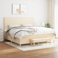 vidaXL Boxspringbett mit Matratze Creme 200x200 cm Stoff