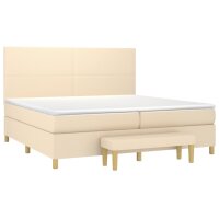 vidaXL Boxspringbett mit Matratze Creme 200x200 cm Stoff