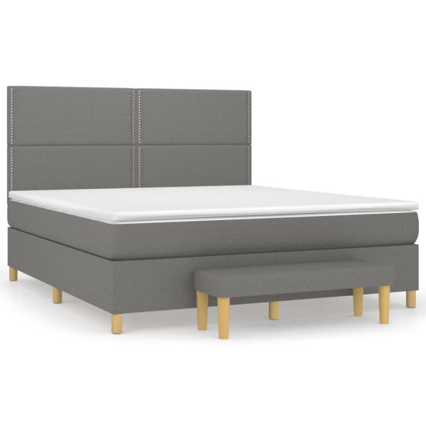 vidaXL Boxspringbett mit Matratze Dunkelgrau 180x200 cm Stoff