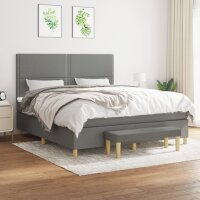 vidaXL Boxspringbett mit Matratze Dunkelgrau 180x200 cm Stoff