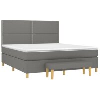 vidaXL Boxspringbett mit Matratze Dunkelgrau 180x200 cm Stoff